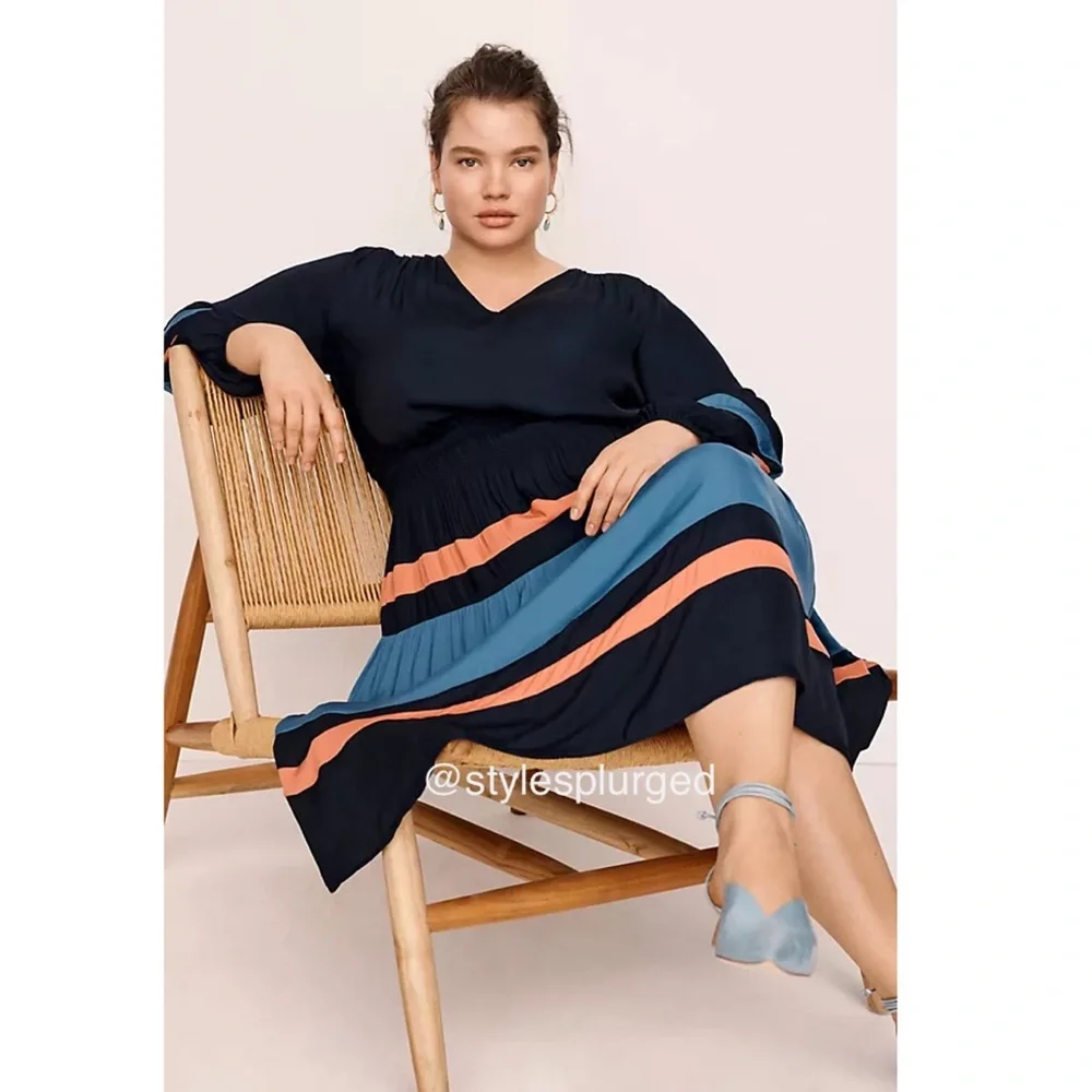 NWT⭐️Top Rated⭐️ANTHRO Aidy Colorblocked Midi Dress size small petite - Picture 6 of 13